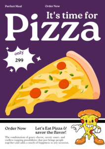 Red and Yellow Illustrative Pizza Food Promotion Poster